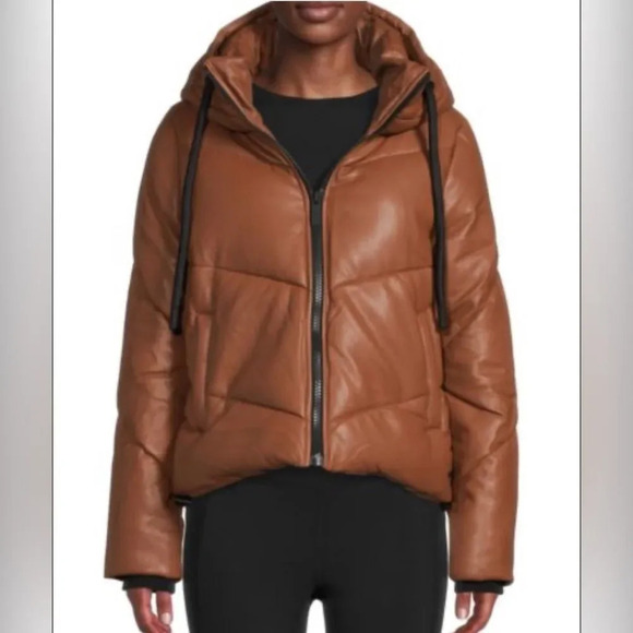 Faux Leather Puffer jacket - Picture 1 of 8